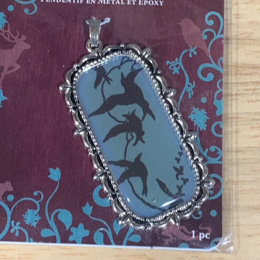 Blue Moon Beads Enchanted Planet Metal Epoxy Bird In Flight Pendant Set of 2 NEW